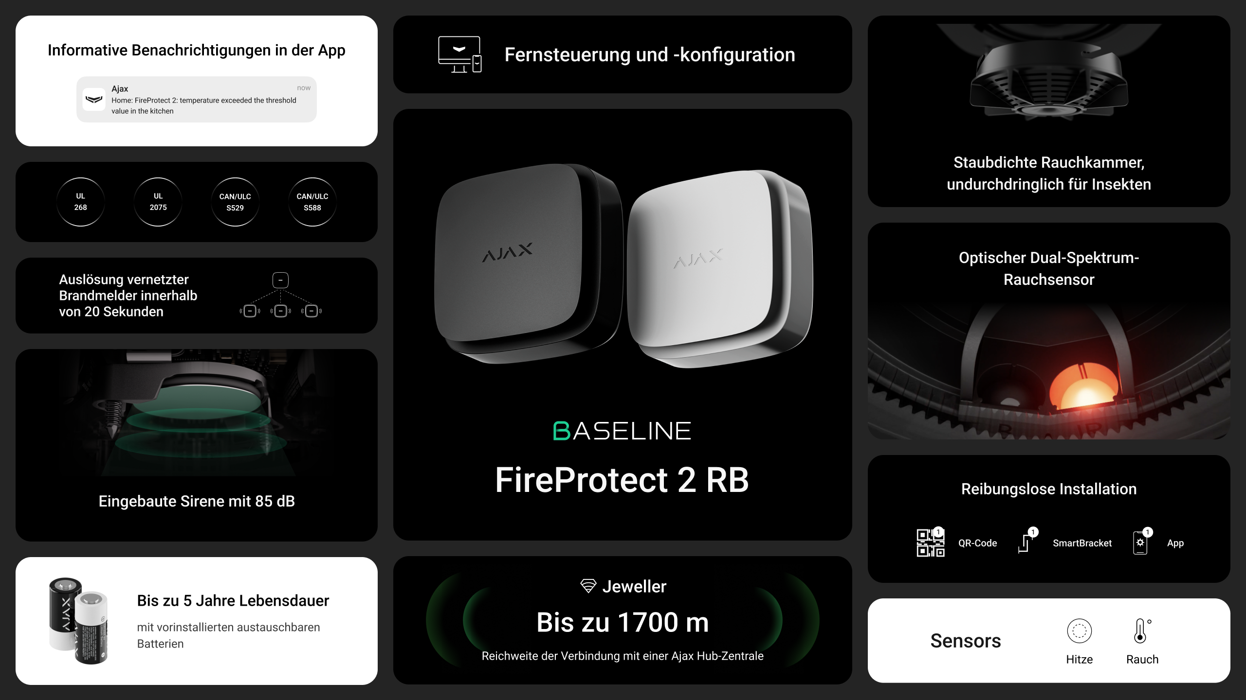 Ajax FireProtect 2 RB (Heat/Smoke) Schwarz Detailansicht Bild 4 | EPS
