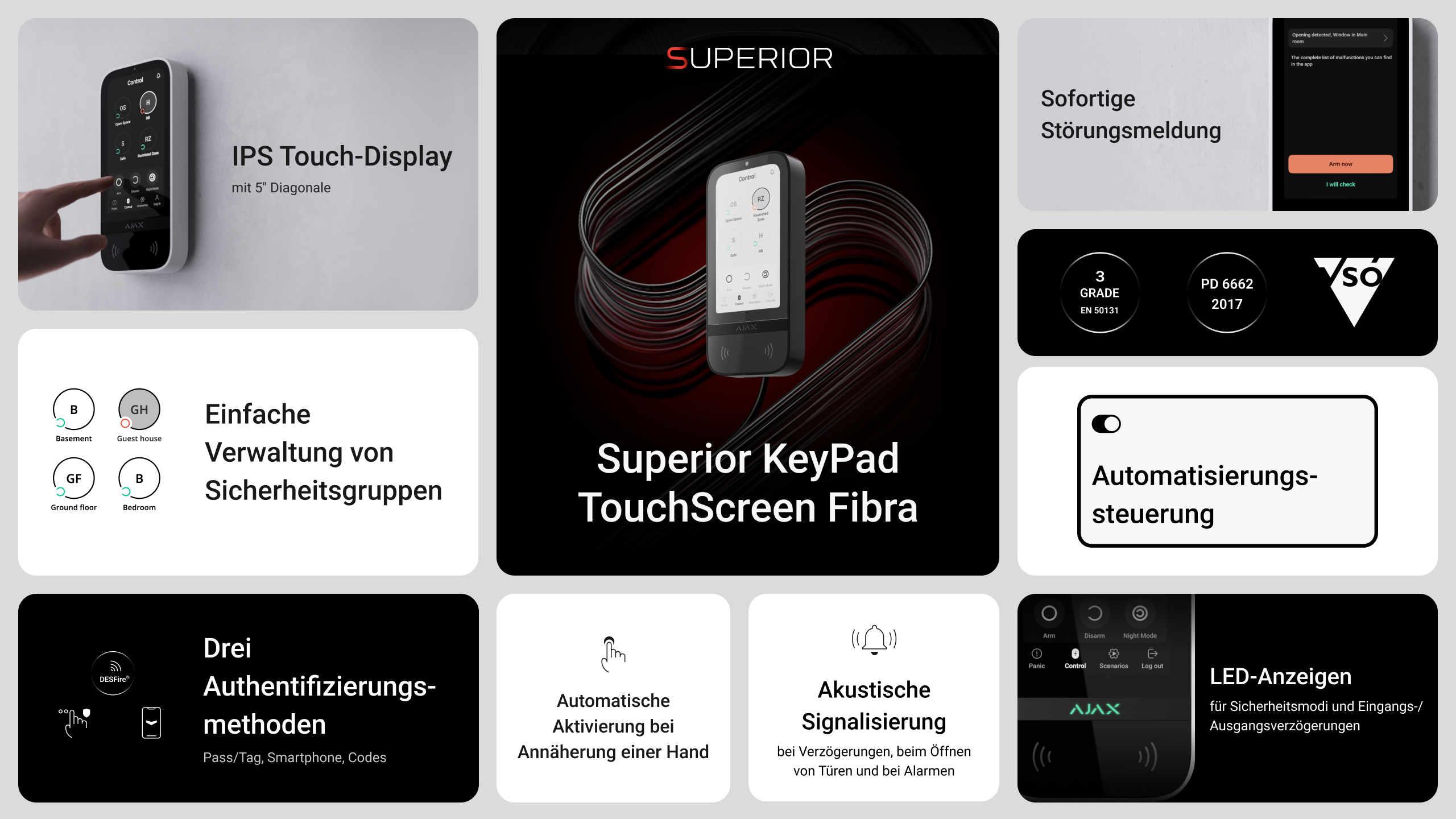 Ajax Superior KeyPad TouchScreen Fibra Weiß Detailansicht Bild 13 | EPS