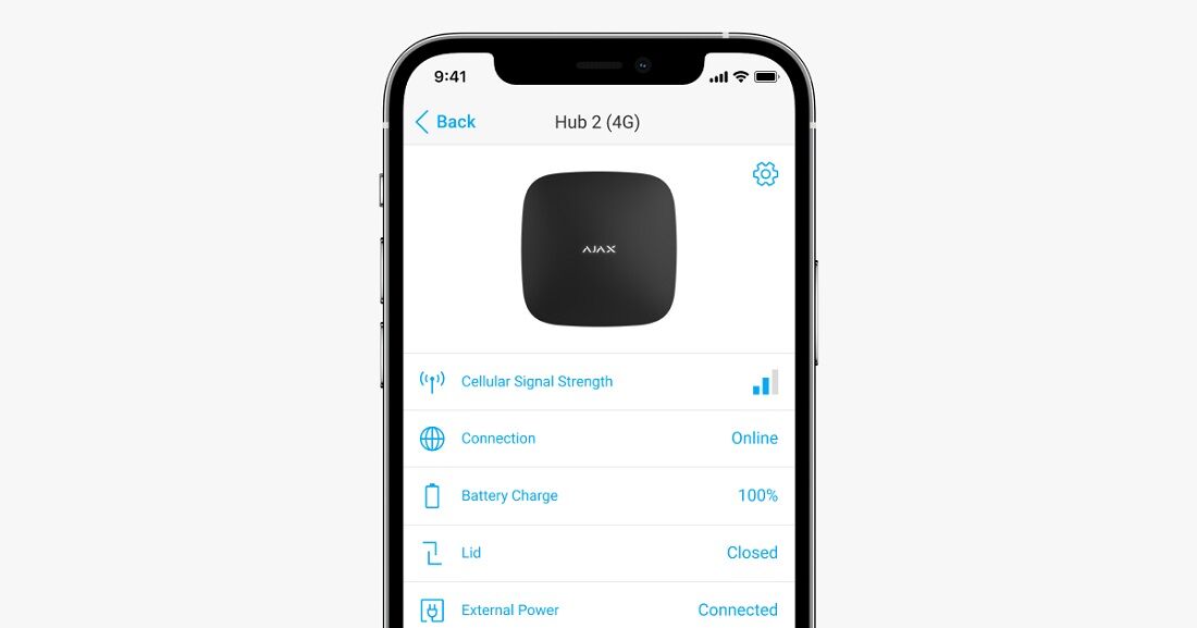 Ajax Hub 2 (4G) Jeweller Schwarz Detailansicht Bild 12 | EPS